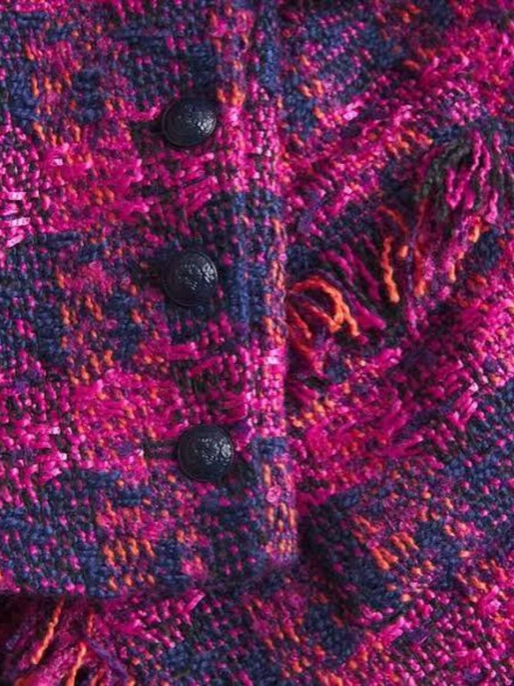 NWT L'Agence Angelina Ruby Pink Tweed Blazer Size 0 Fringe Trim Open Front $695 - Picture 3 of 5